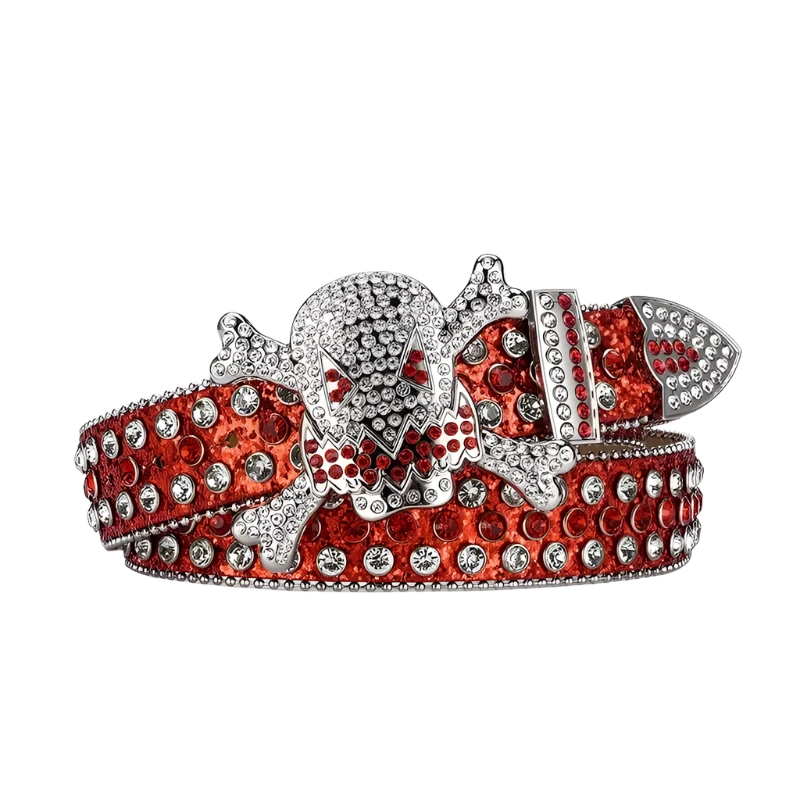 Skull Head Buckle Rhinestone Y2K Studded Belt