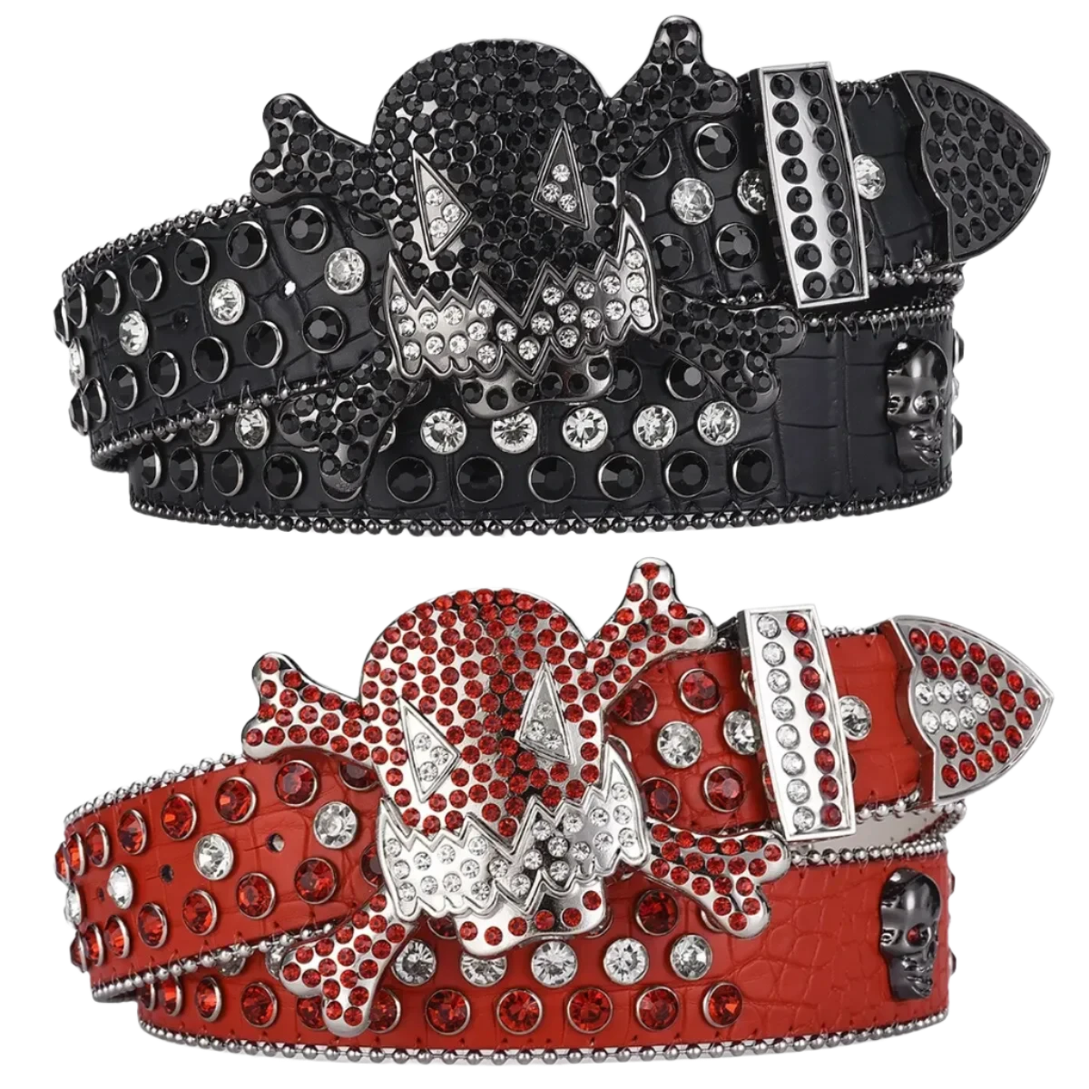 Skull Head Buckle Rhinestone Y2K Studded Belt