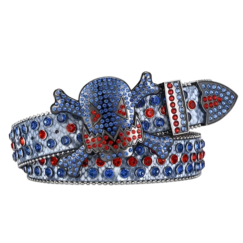 Skull Head Buckle Rhinestone Y2K Studded Belt